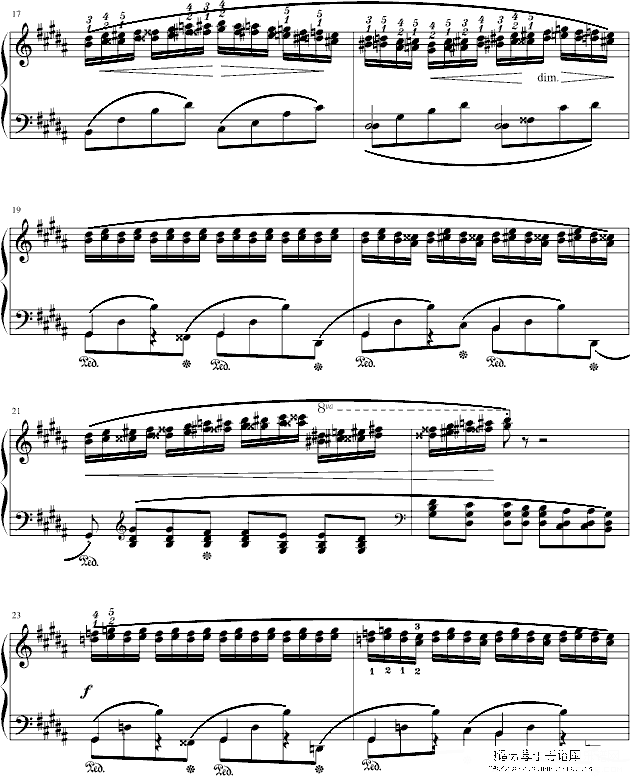肖邦三度练习曲(op.25 no.6)钢琴谱(钢琴曲)钢琴谱第3页