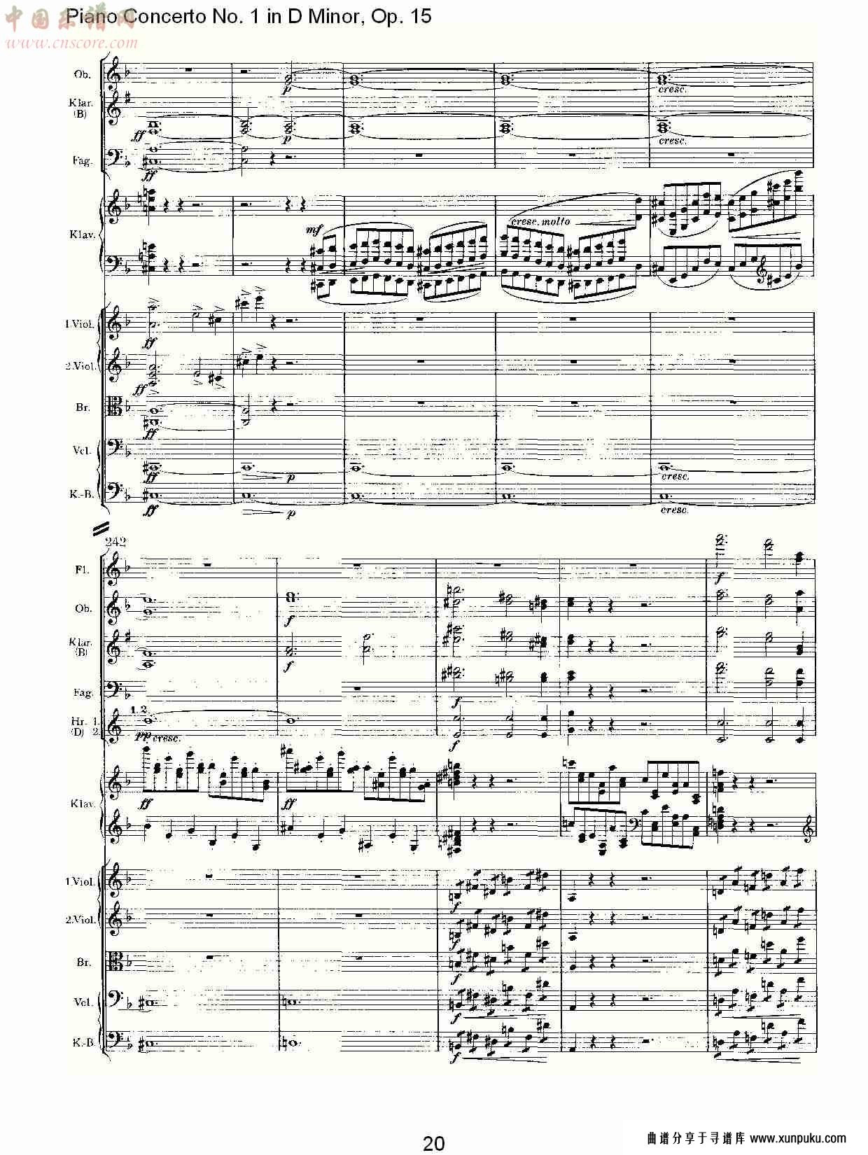 d小调钢琴第一协奏曲, op.15第一乐章（四）总谱第5页
