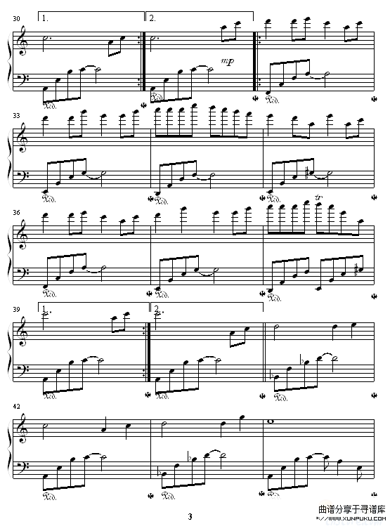 風のとおり道-久石让钢琴谱第3页