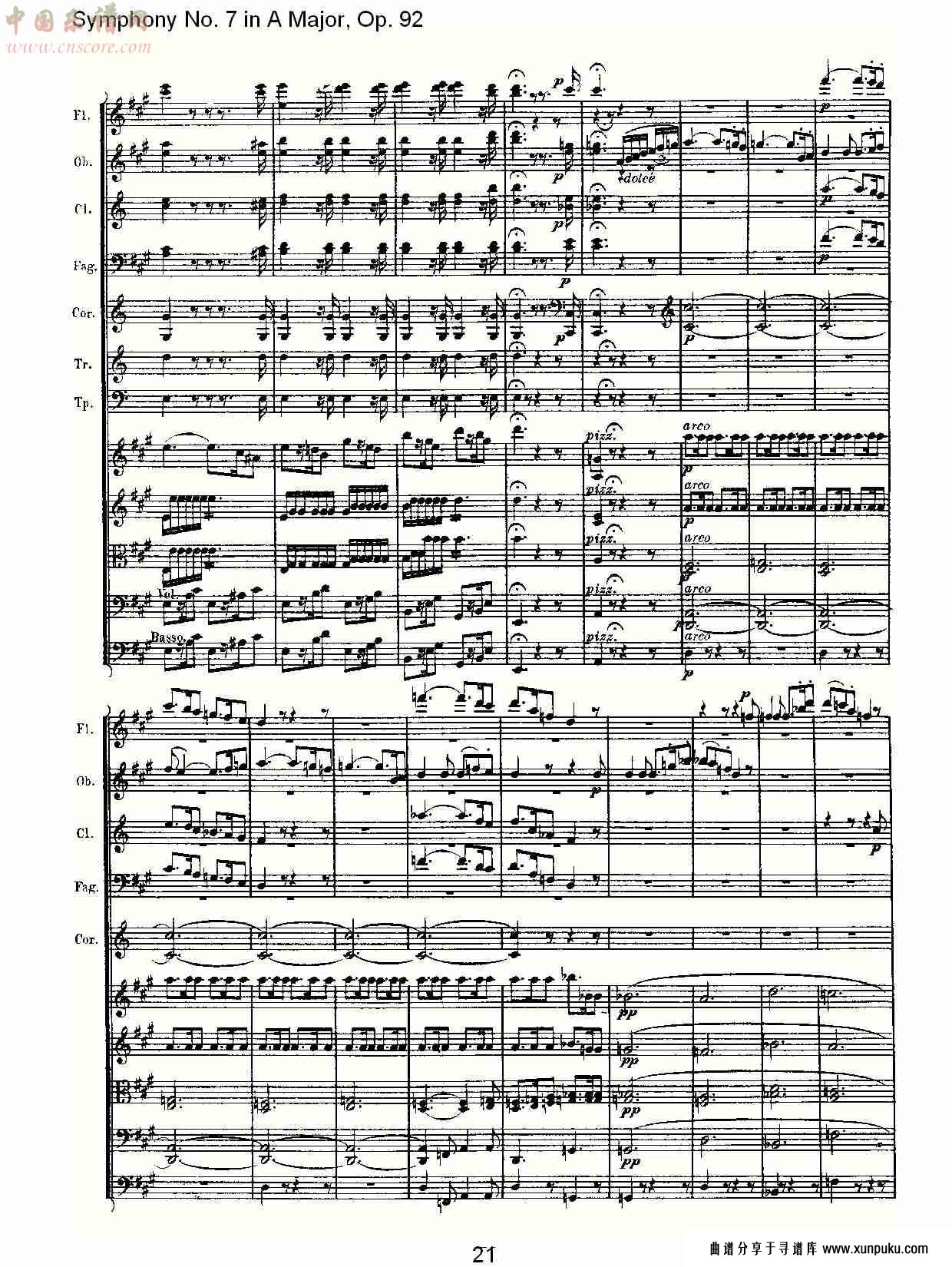 a大调第七交响曲 op.92 第一乐章总谱第14页