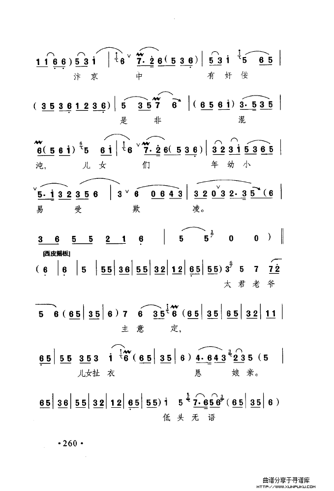 中国戏曲唱腔精选第一卷 京剧 昆剧（251-300）简谱第23页