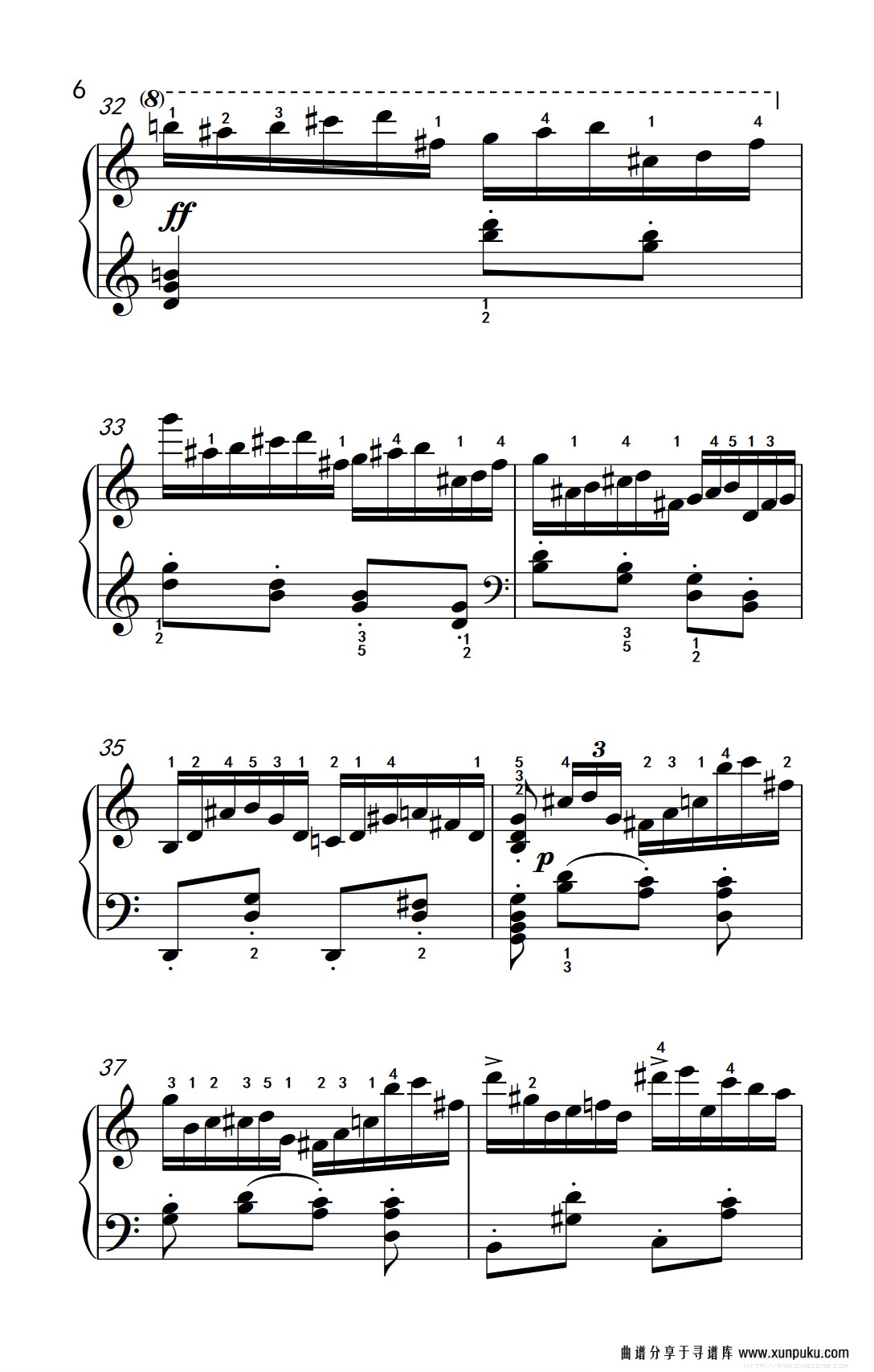 第八级1.练习曲 op.740 no.16（中央音乐学院 钢琴（业余）考级教程 7-9级）钢琴谱第6页