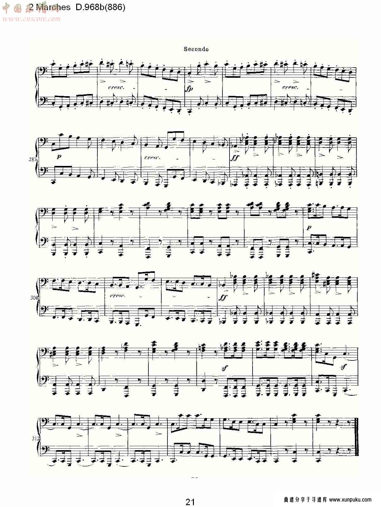 2 marches d.968b(886)   2进行曲d.968b(886)（五）总谱第1页