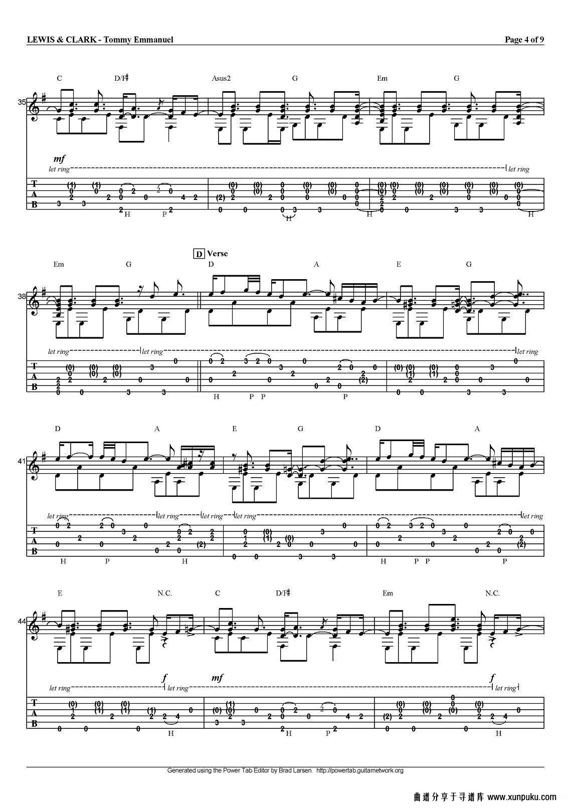 tommy emmanuel：lewis and clark（指弹吉他）吉他谱第4页