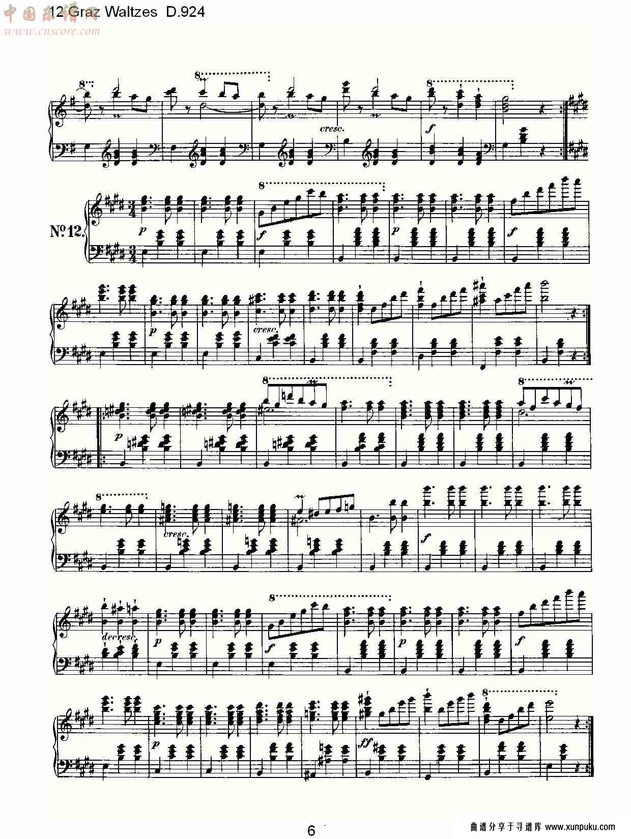 12 graz waltzes d.924  12格拉茨快步舞d.924（二）总谱