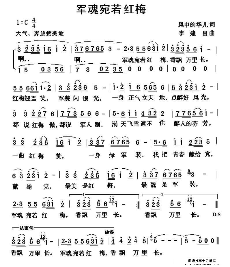 军魂宛若红梅简谱