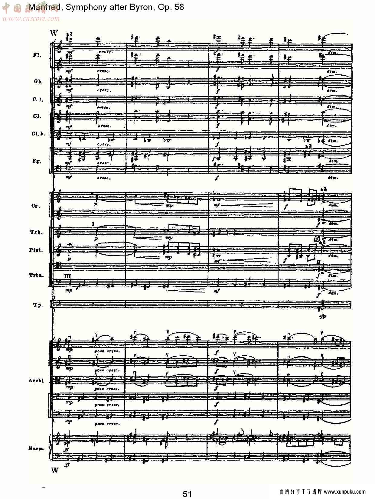 manfred, symphony after byron, op.58第四乐章第二部（十一）总谱第1页