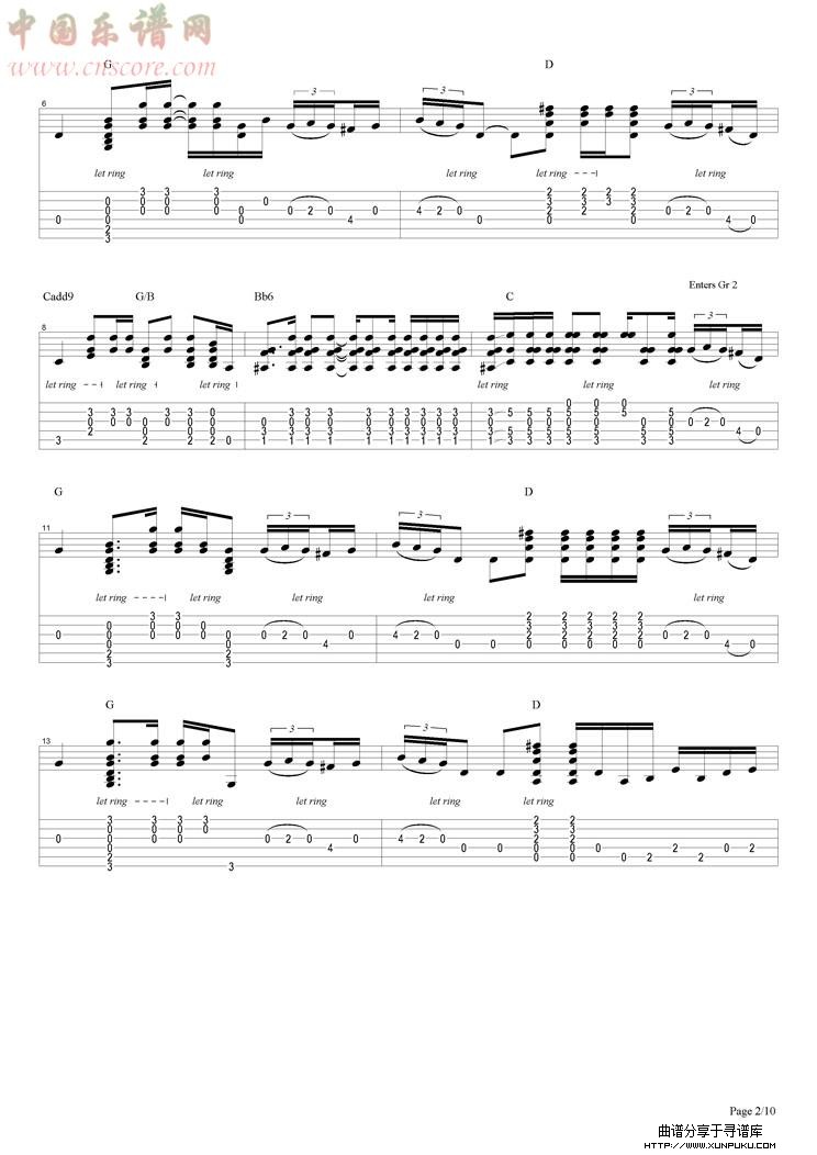 over the hills and far away吉他谱第3页
