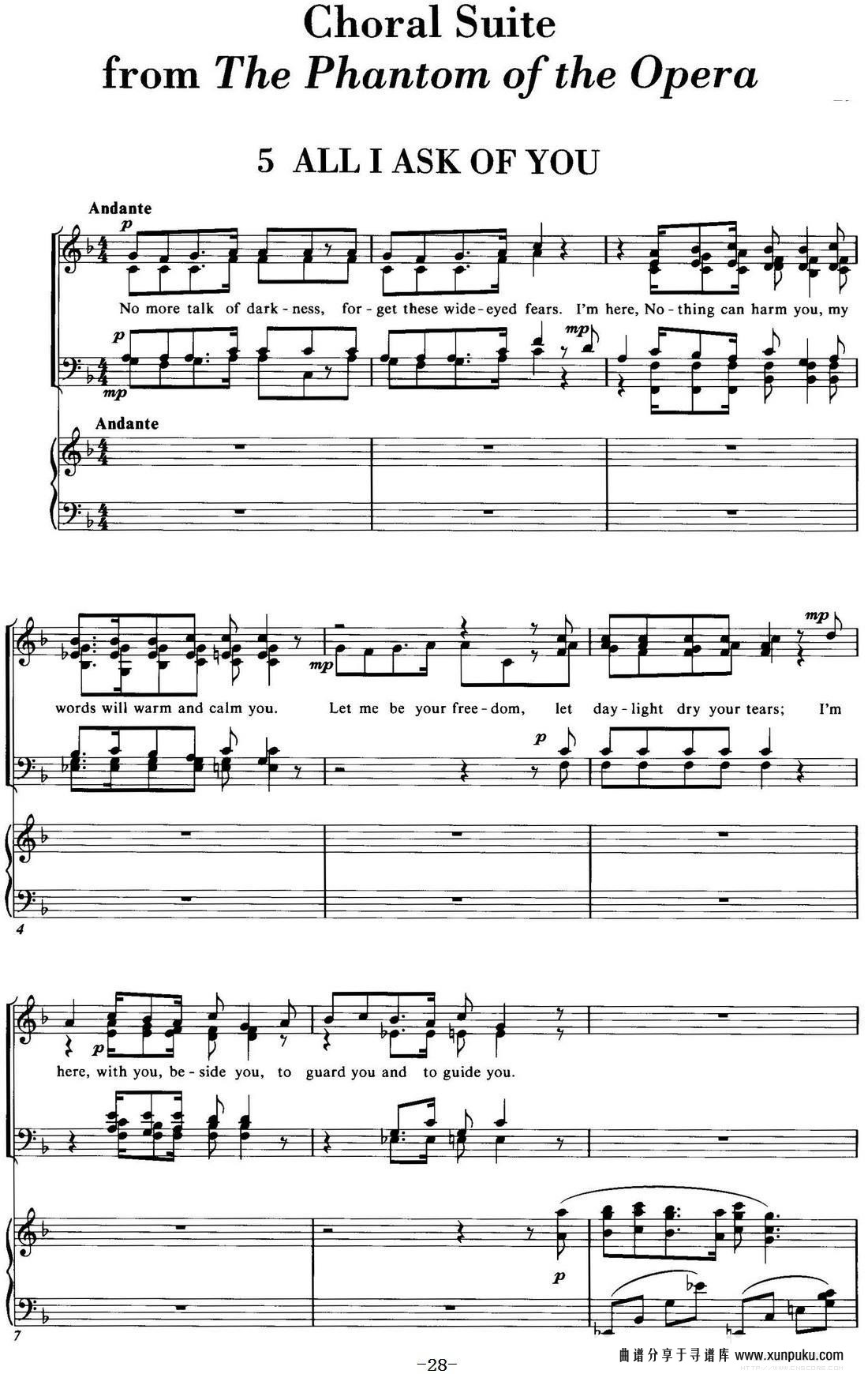 choral suite from the phantom of the opera（5 all i钢琴谱第1页