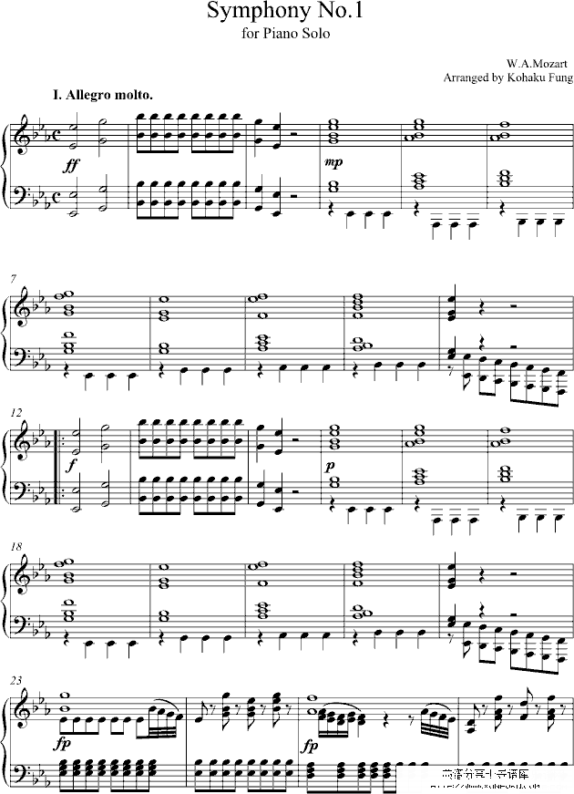 symphony no.1 for piano solo钢琴谱第1页