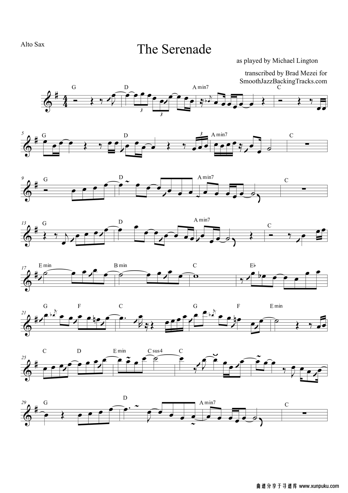 the serenade（中音萨克斯）萨克斯谱第1页