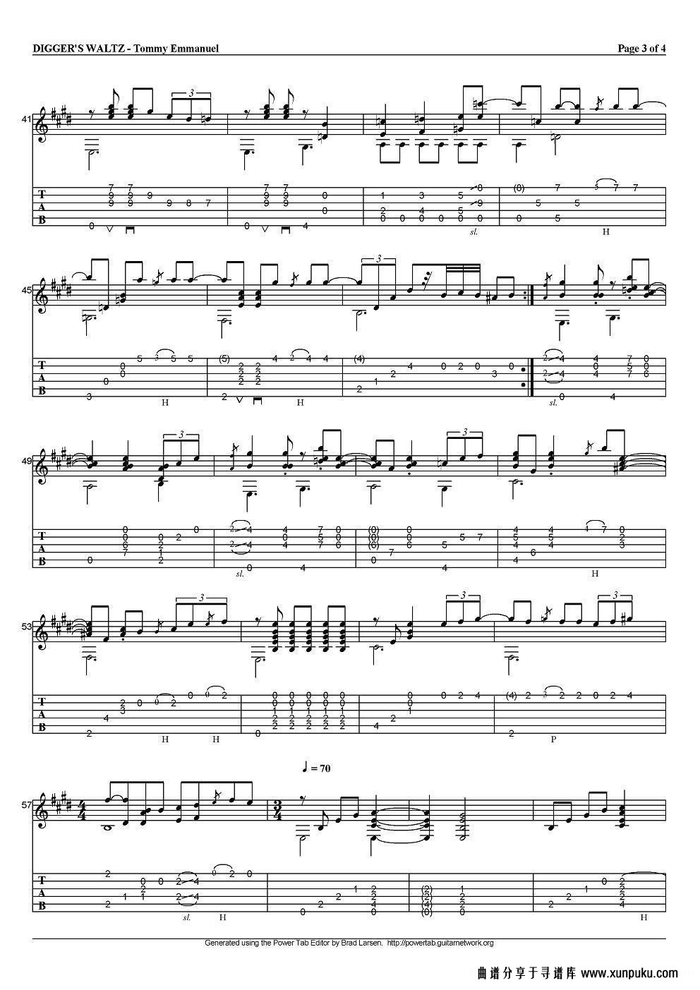 tommy emmanuel：diggers waltz（指弹吉他）吉他谱第3页