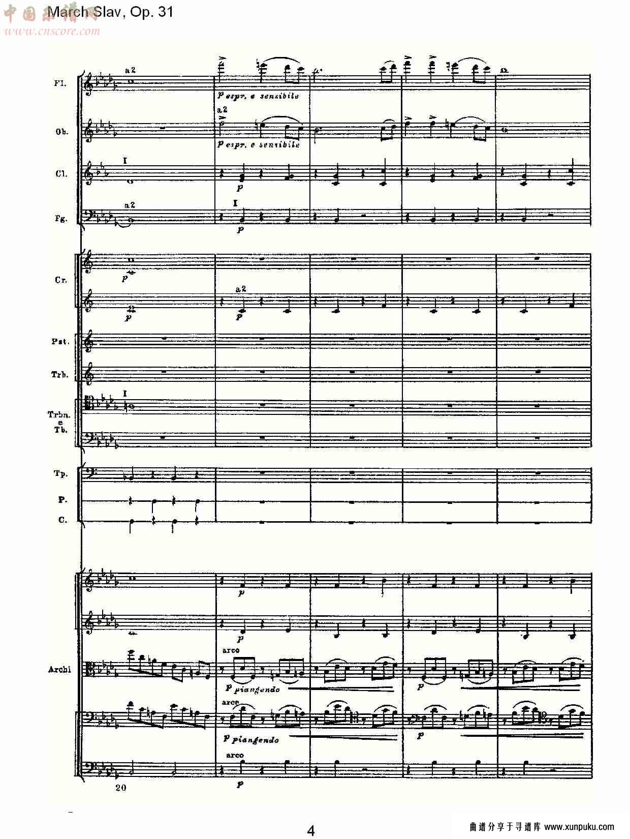 march slav, op.31   斯拉夫进行曲，op.31（一）总谱第4页