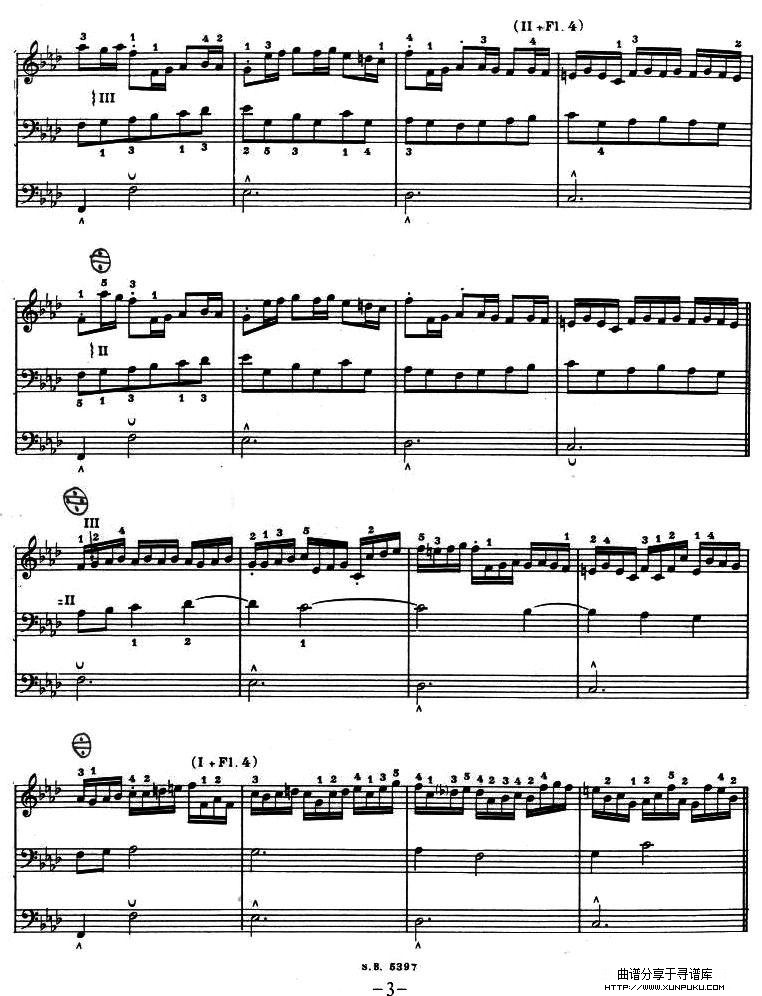 CHACONNE EN FA MINEUR（f小调恰空、二重奏）手风琴谱第3页
