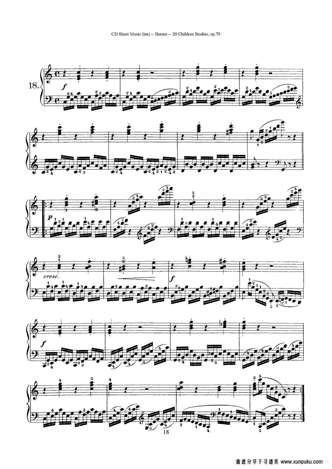贝伦斯20首儿童钢琴练习曲（11—20）钢琴谱第8页