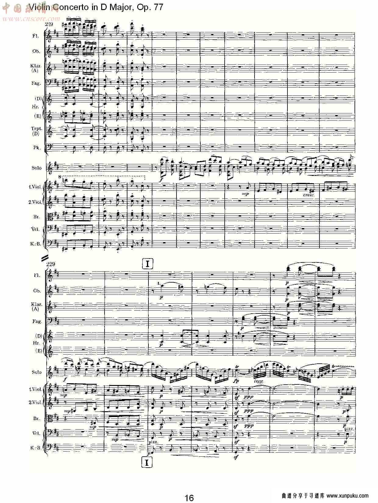 d大调小提琴协奏曲, op.77第三乐章（四）总谱第1页