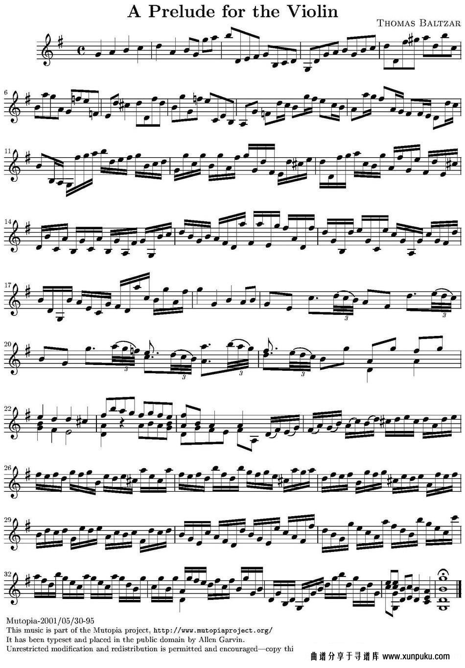 A Prelude for the Violin小提琴谱