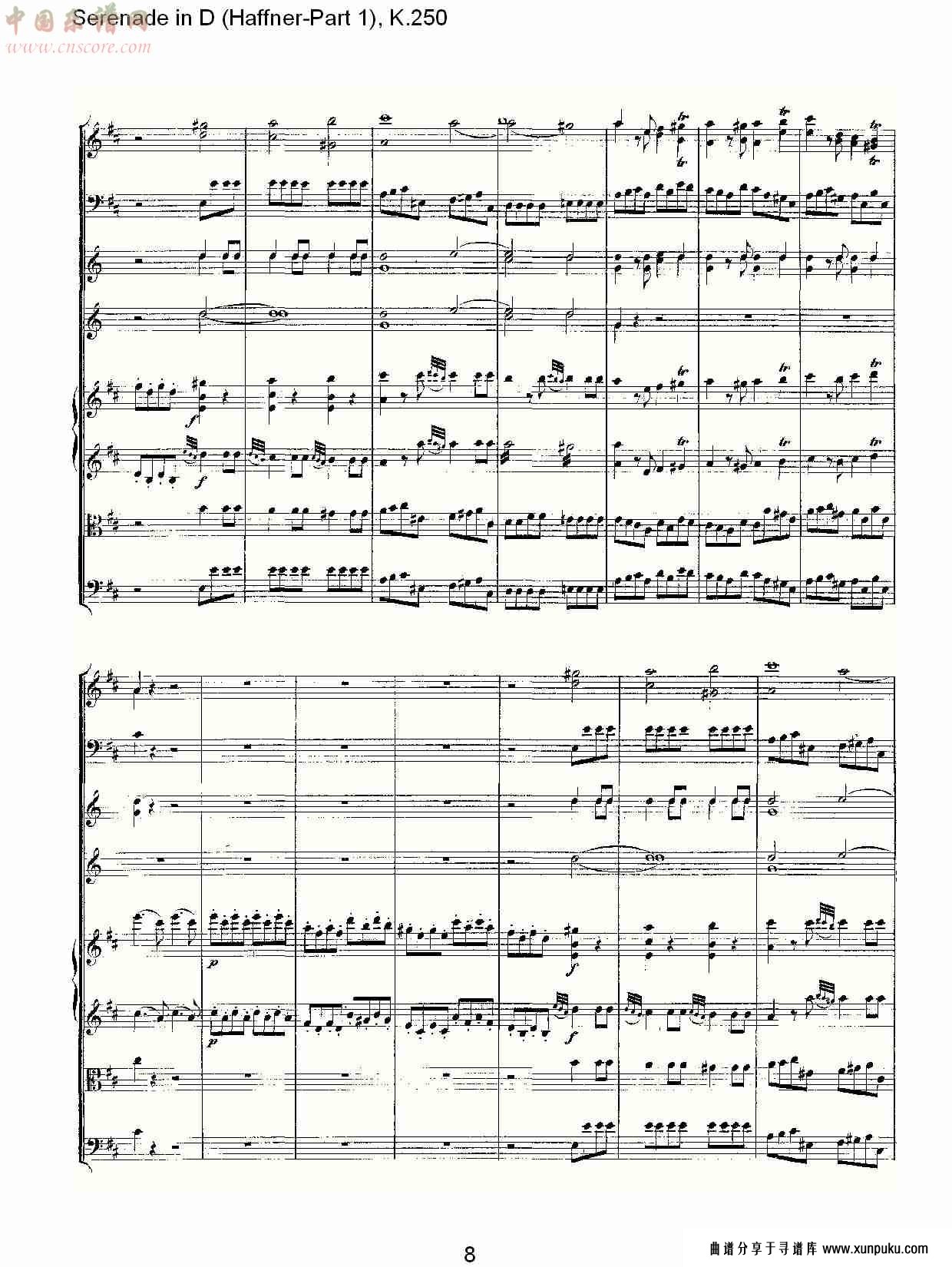 d调小夜曲(haffner-第一部), k.250 （二）总谱第3页