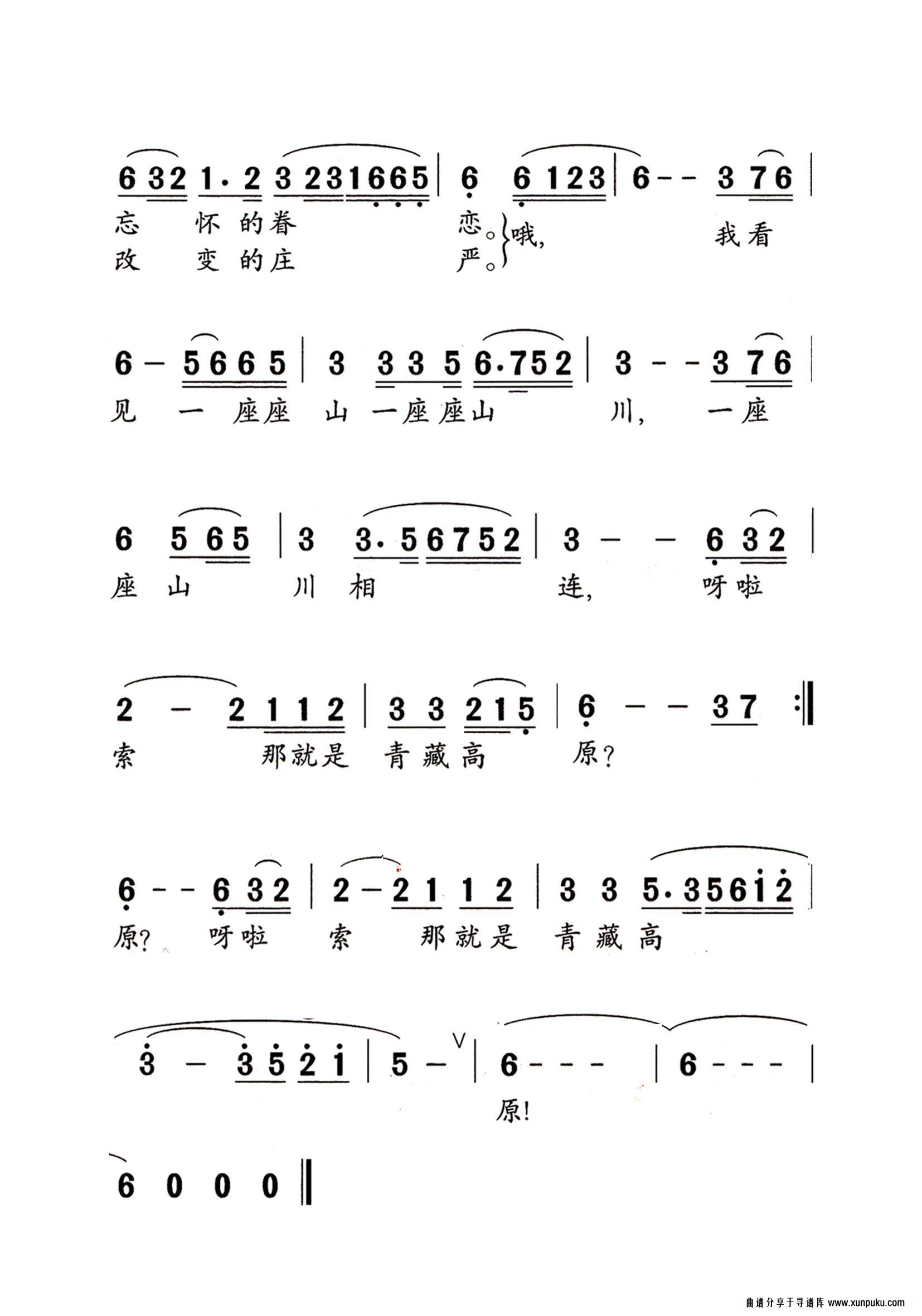 青藏高原老年人特大字版简谱第2页