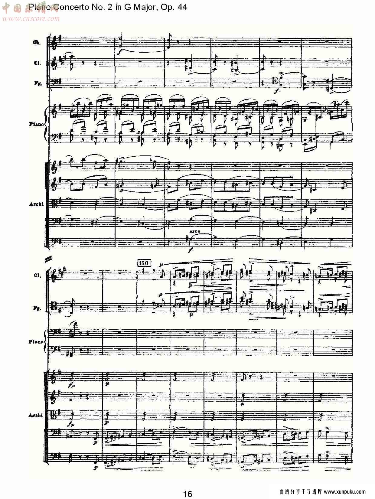 g大调第二钢琴协奏曲, op.44第三乐章（四）总谱第1页