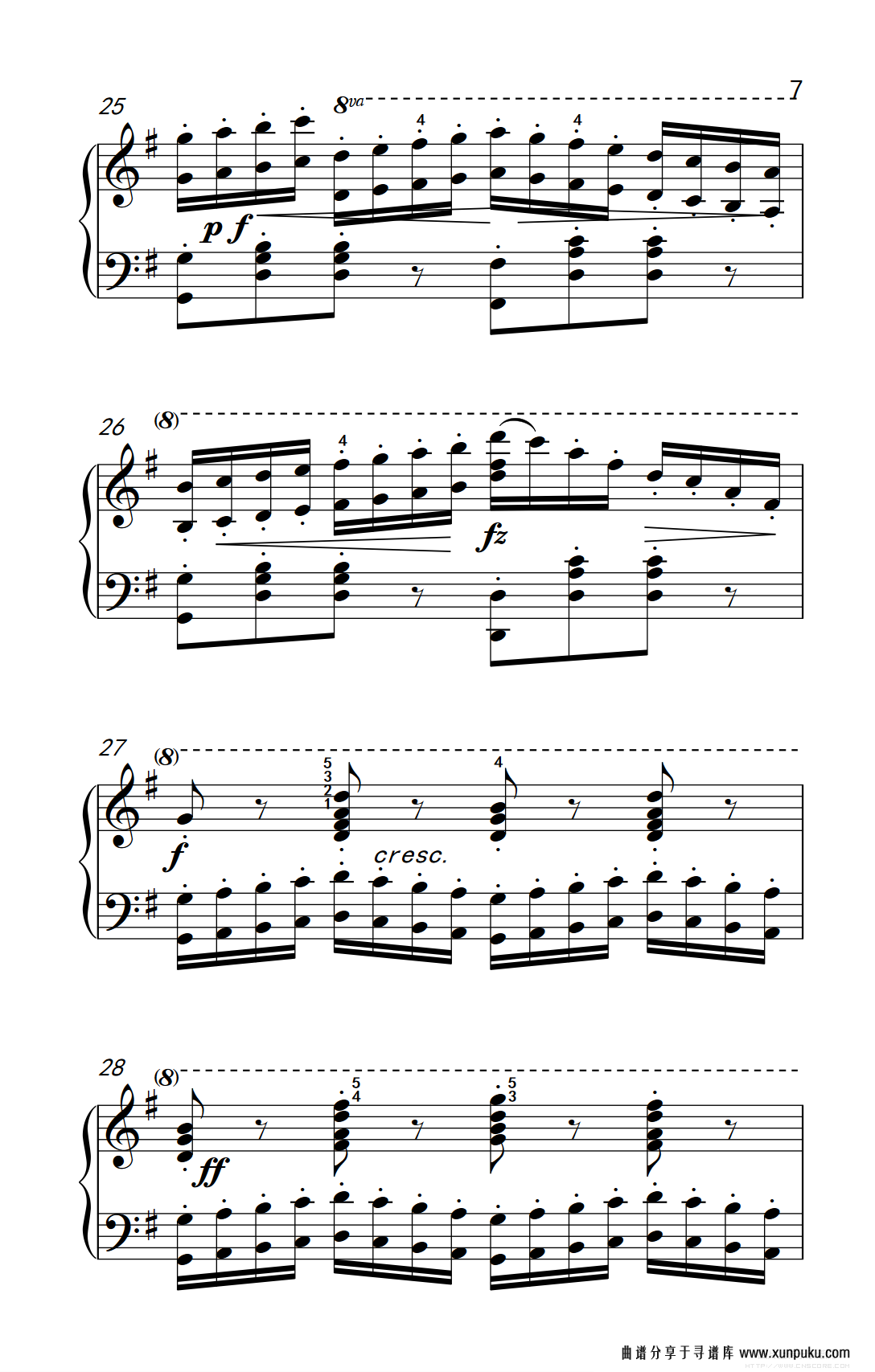 车尔尼钢琴八度练习曲 553（2）钢琴谱第7页