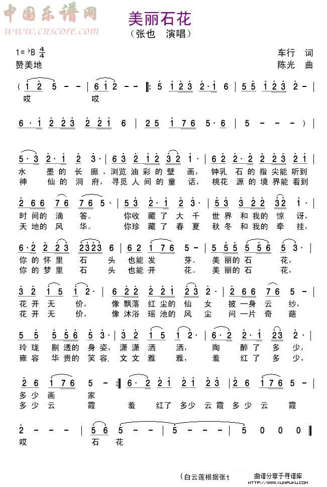 美丽石花简谱