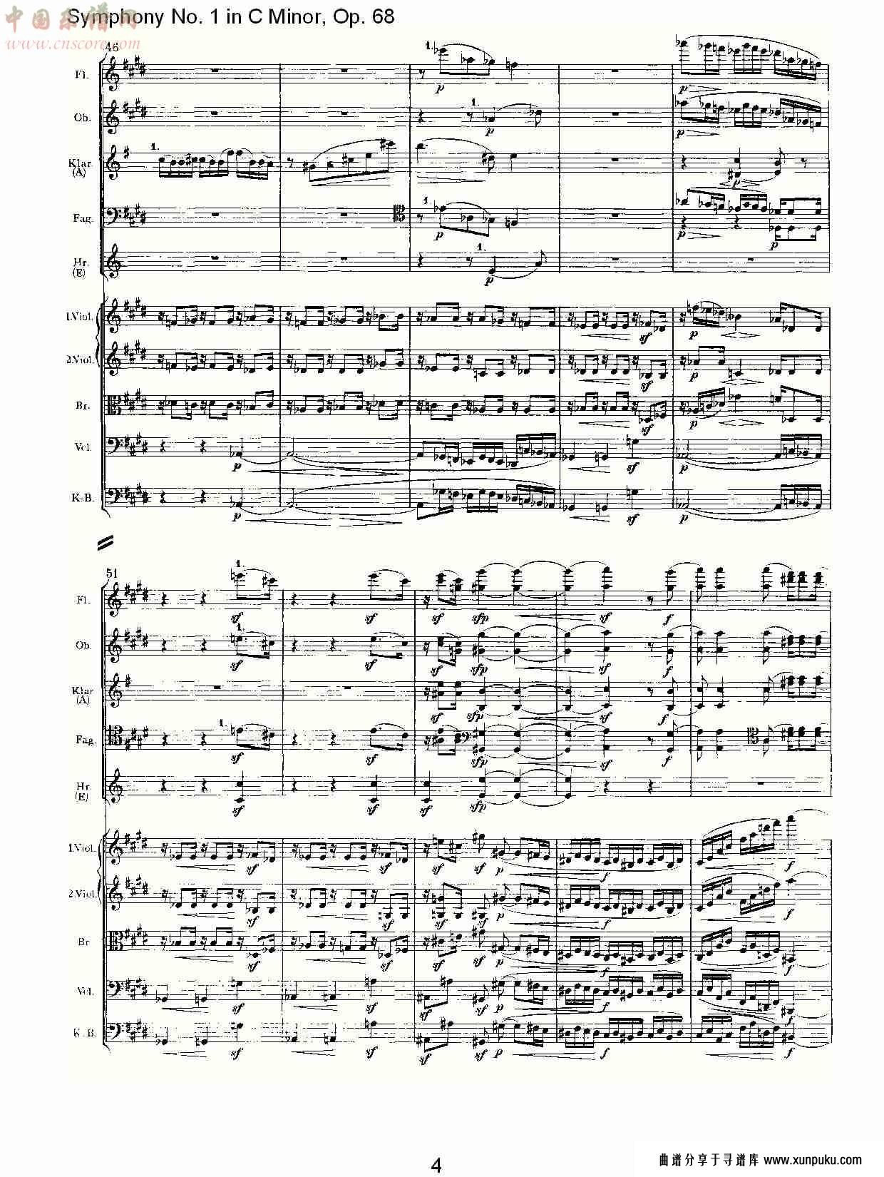 c小调第一交响曲, op.68 第二乐章（一）.总谱第4页
