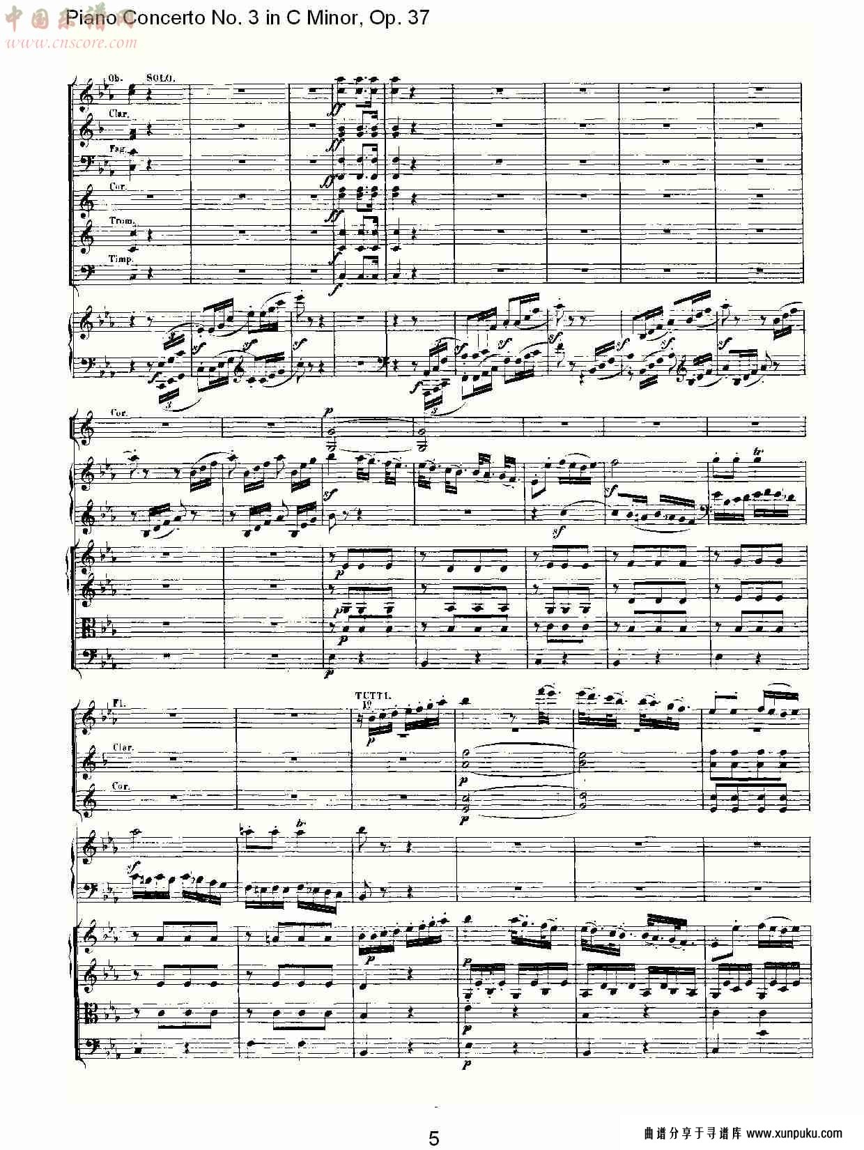 ｃ大调钢琴第三协奏曲 op.37 第三乐章（一）总谱第6页