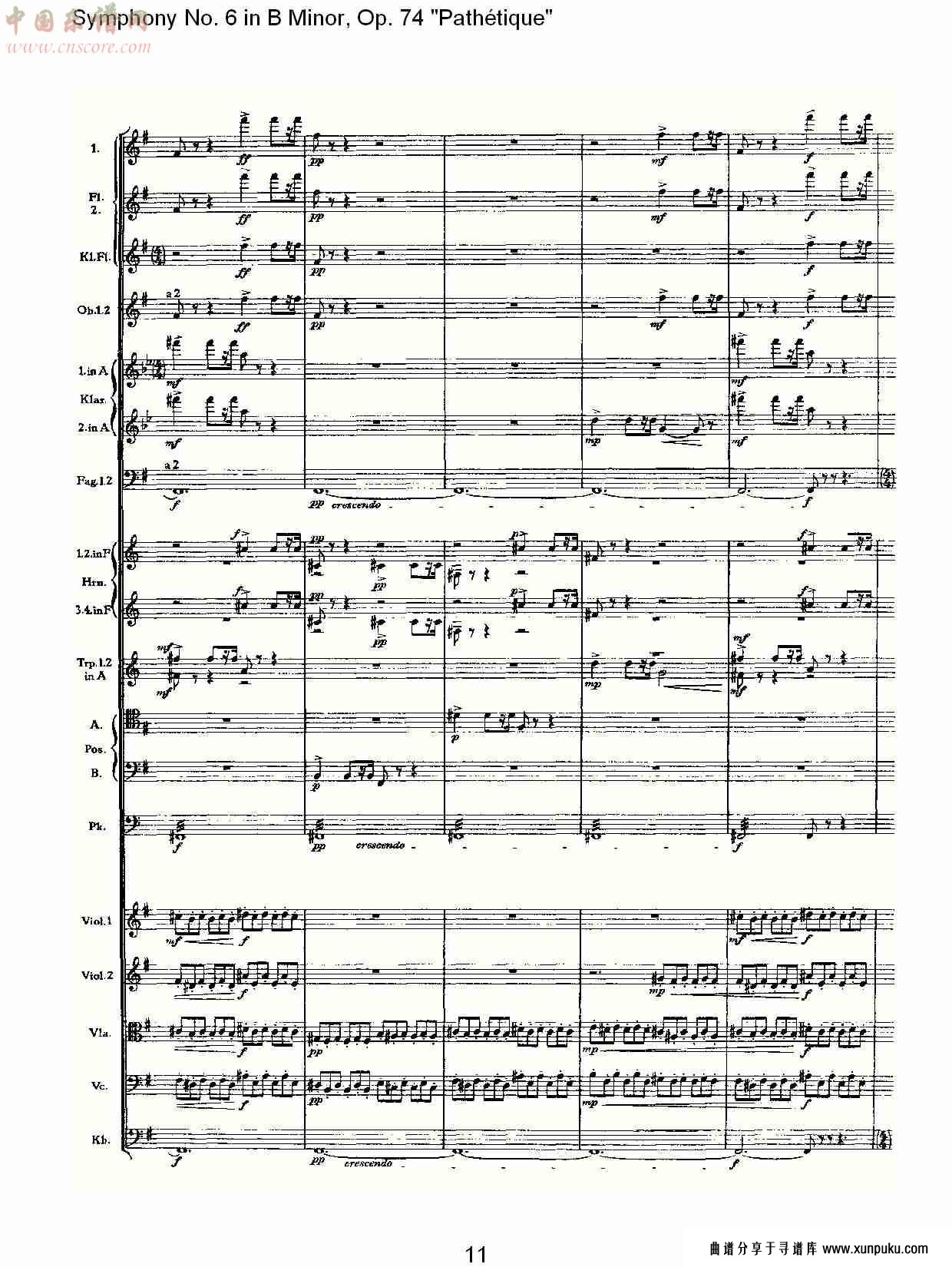 b小调第六交响曲,op.74pathétique第三乐章（三）总谱第1页