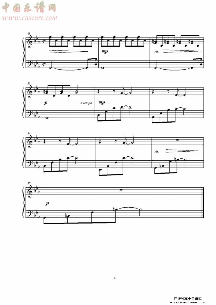 background piano piece钢琴谱第4页
