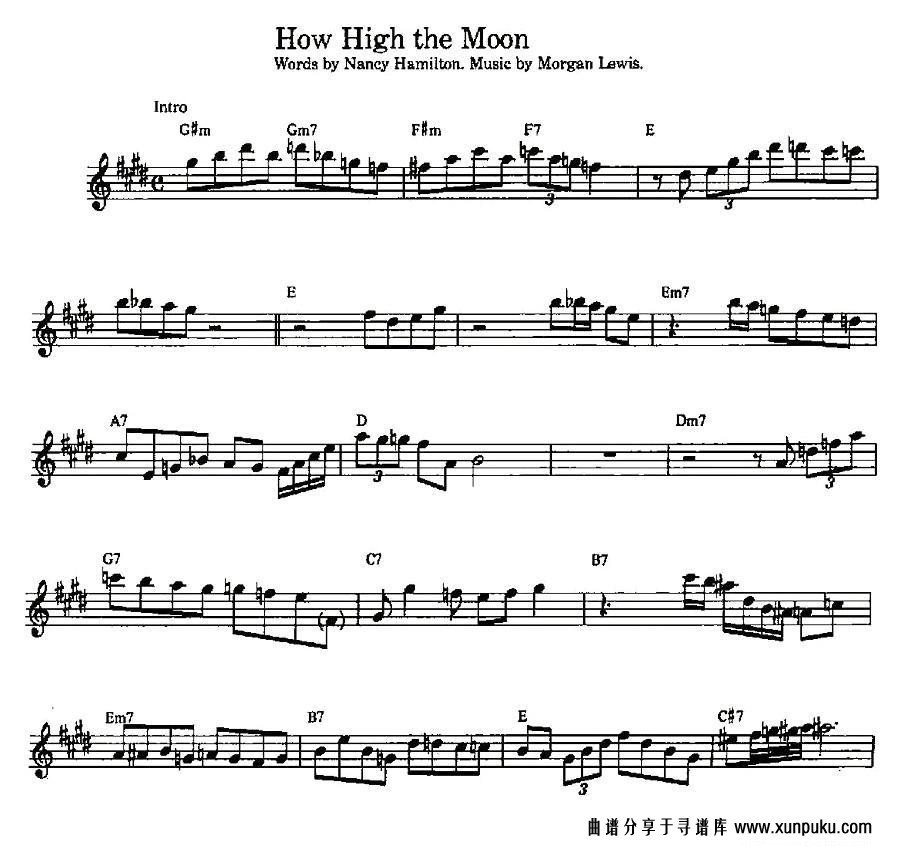 How High the Moon萨克斯谱第1页