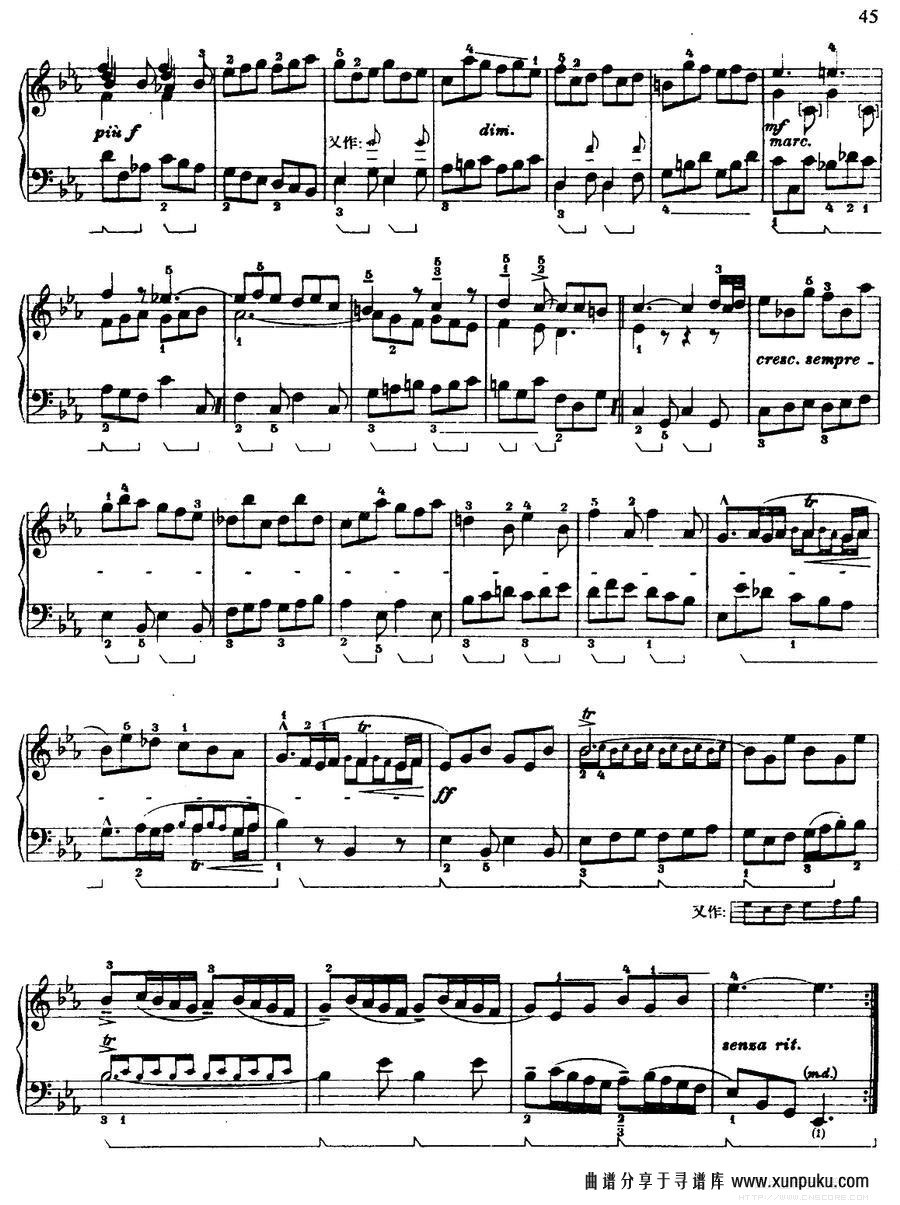 第四组曲：降e大调·吉格钢琴谱第2页