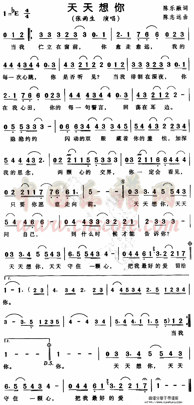 天天想你简谱