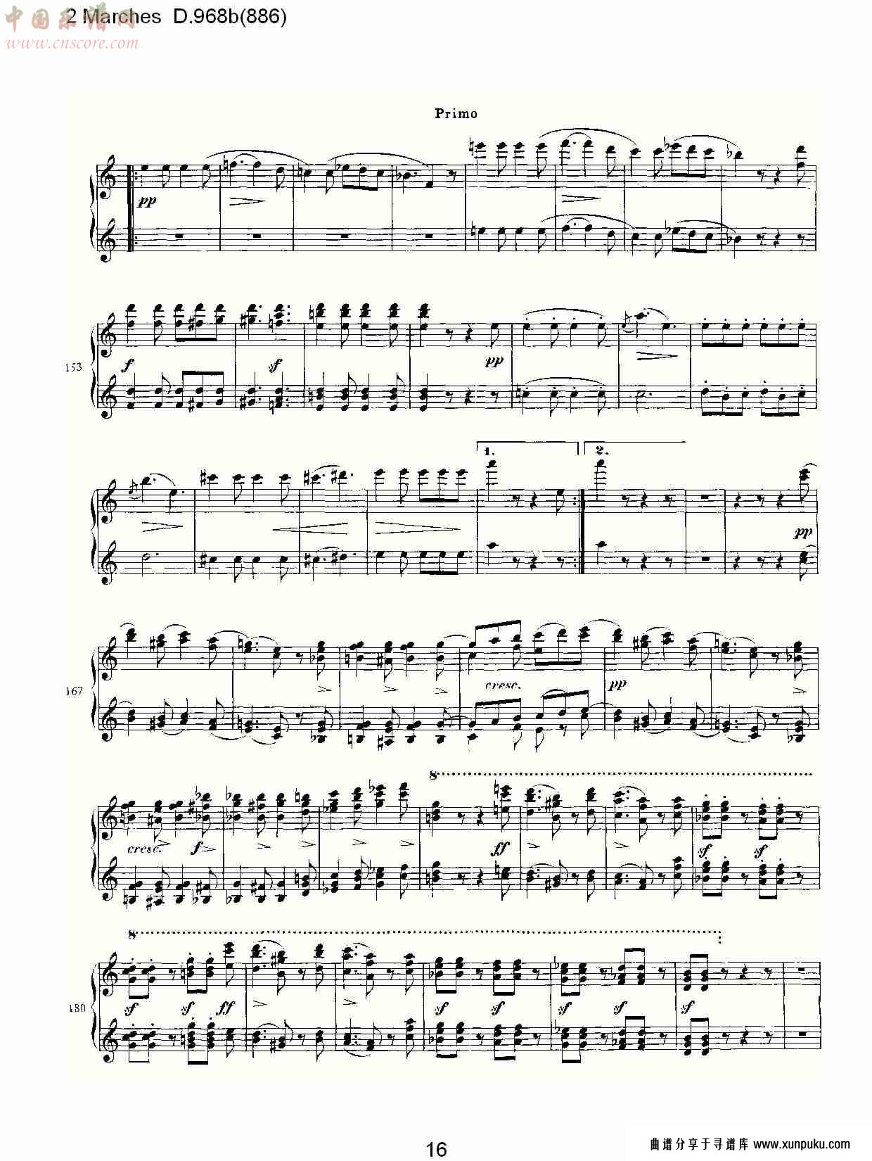 2 marches d.968b(886)   2进行曲d.968b(886)（四）总谱第1页