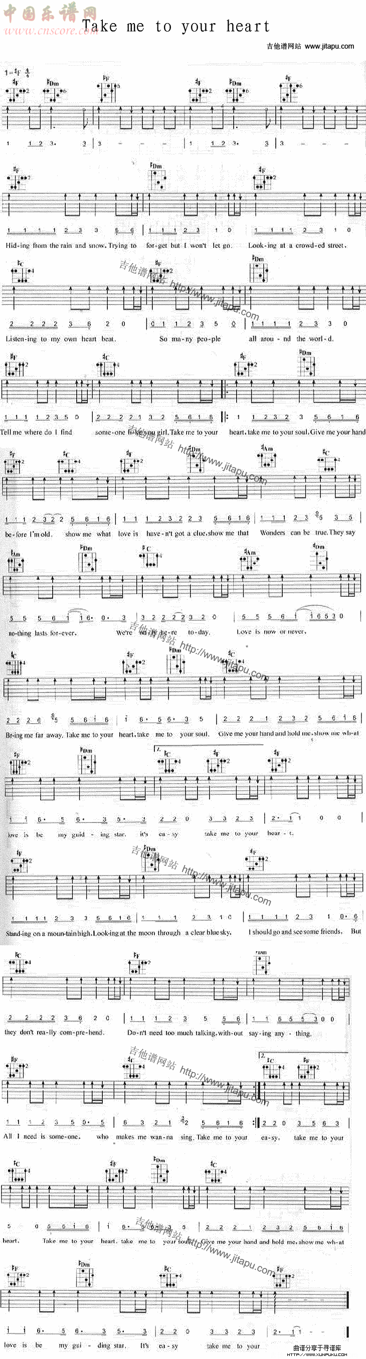 Take me to your heart吉他谱