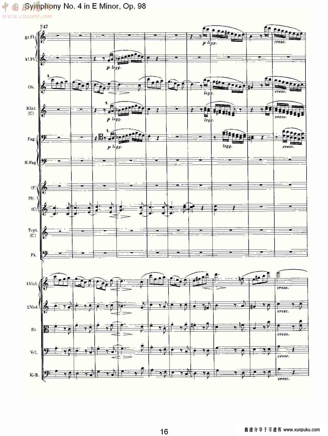 e小调第四交响曲, op.98第三乐章（四）总谱第1页
