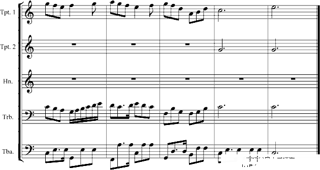 冬夜圆舞曲（铜管乐五重奏）钢琴谱第7页