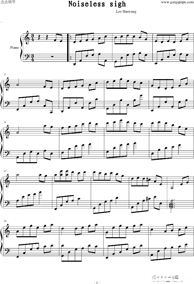 noiseless sigh钢琴谱第1页