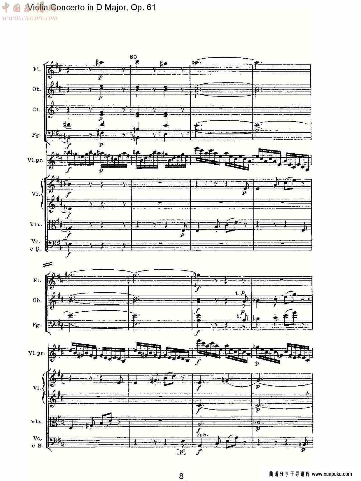 d大调小提琴协奏曲 op.61第三乐章(一)总谱第9页