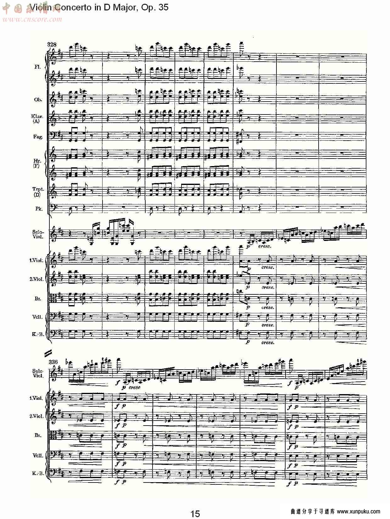 d大调小提琴协奏曲, op.35第三乐章（三）总谱第5页