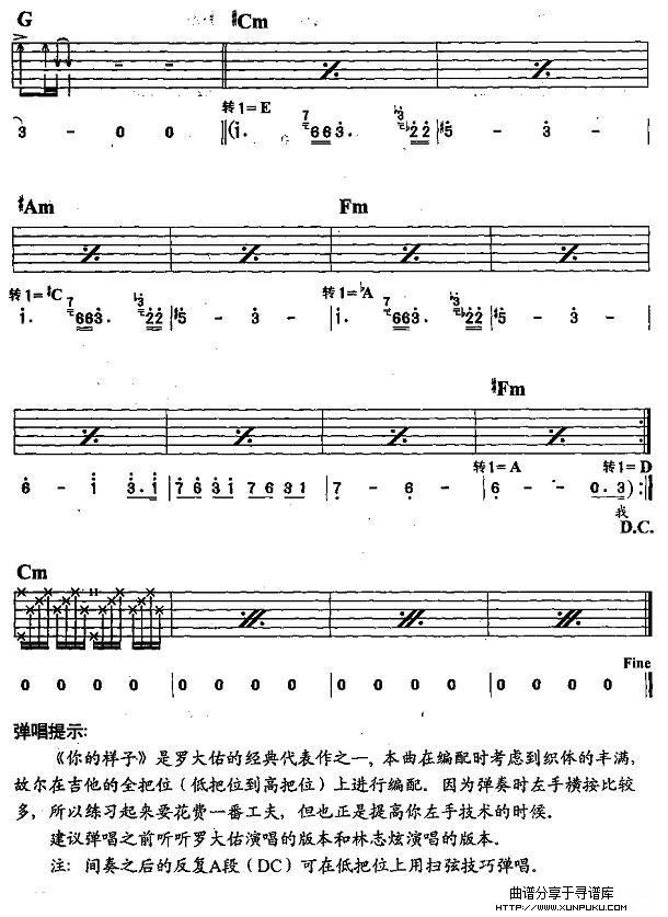 你的样子吉他弹唱吉他谱第3页