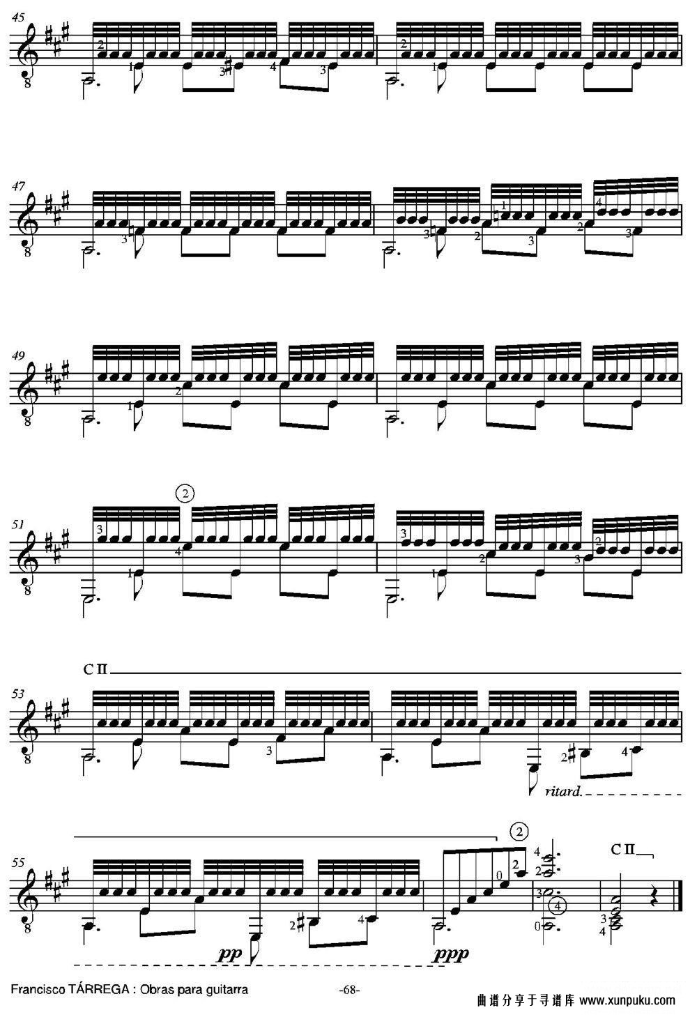 RECUERDOS DE LA ALHAMBRA吉他谱第5页