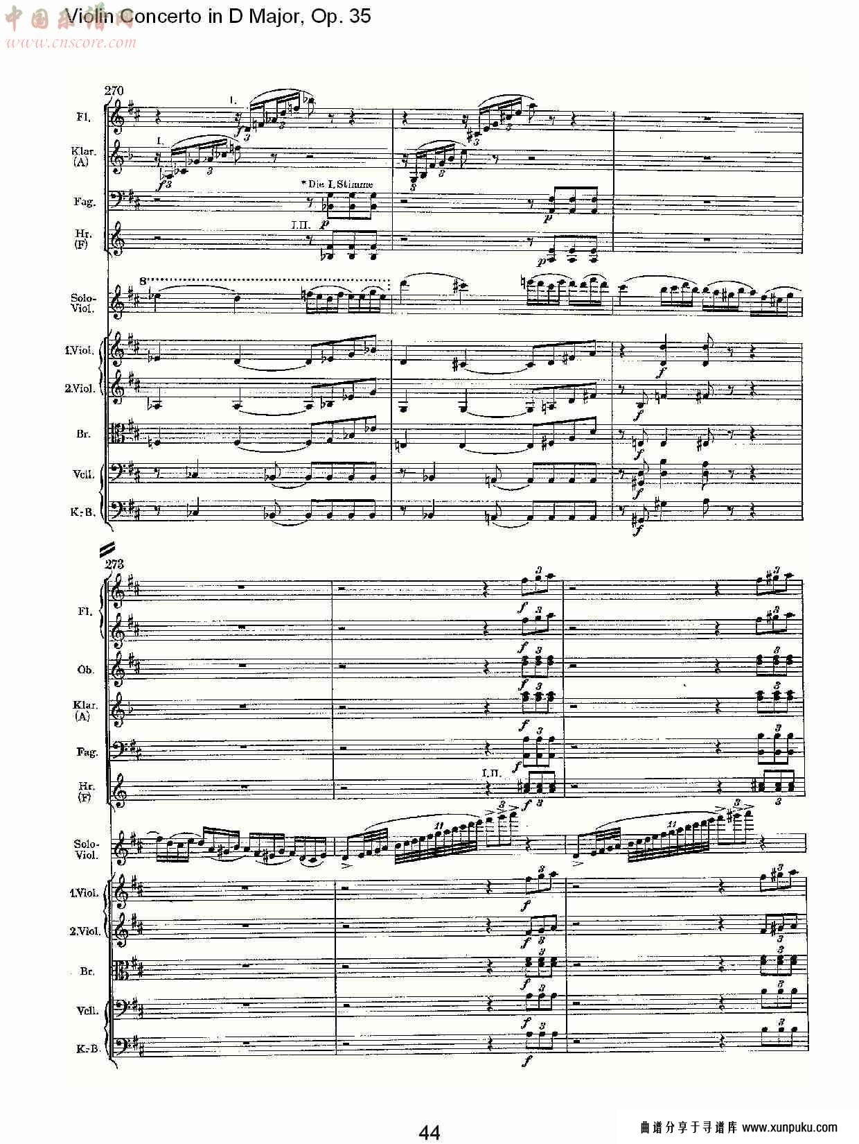 d大调小提琴协奏曲, op.35第一乐章（九）总谱第4页