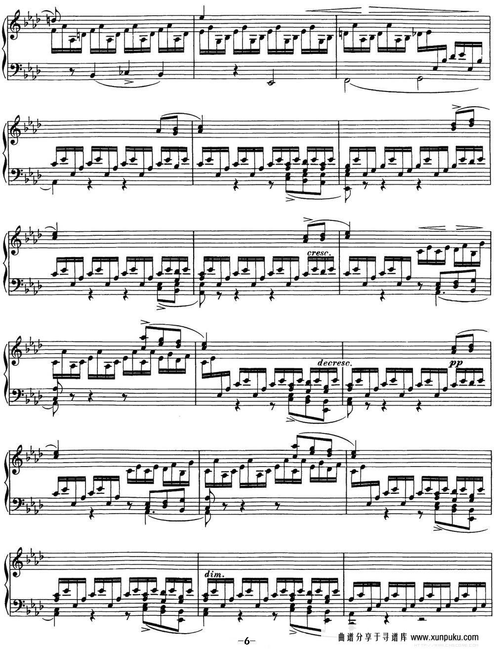 舒伯特f小调即兴曲D.935，Op.142钢琴谱第6页