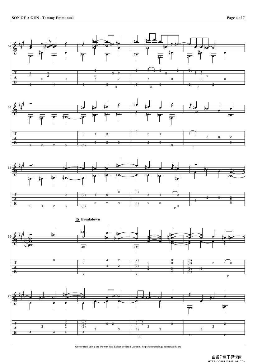 tommy emmanuel：son of a gun（指弹吉它）吉他谱第4页