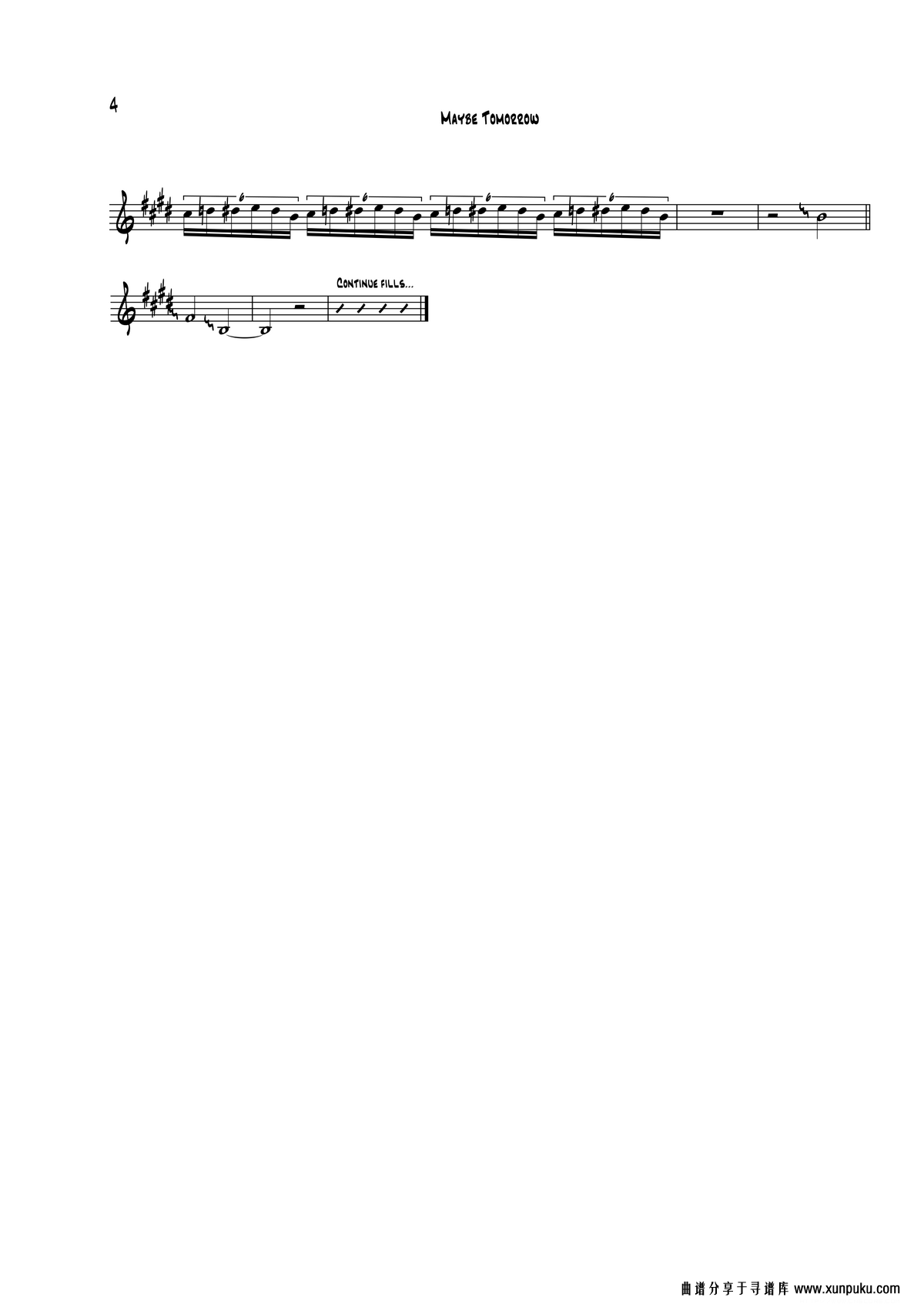 maybe tomorrow（次中音萨克斯）萨克斯谱第4页