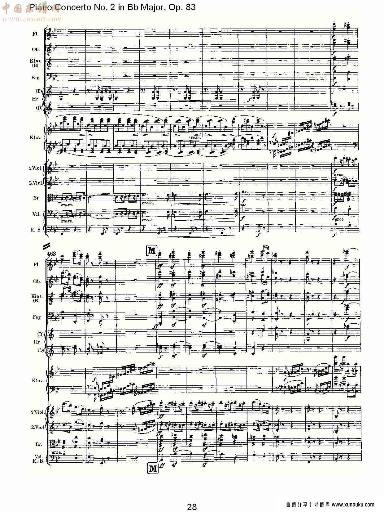 bb大调钢琴第二协奏曲, op.83第四乐章（六）总谱第3页