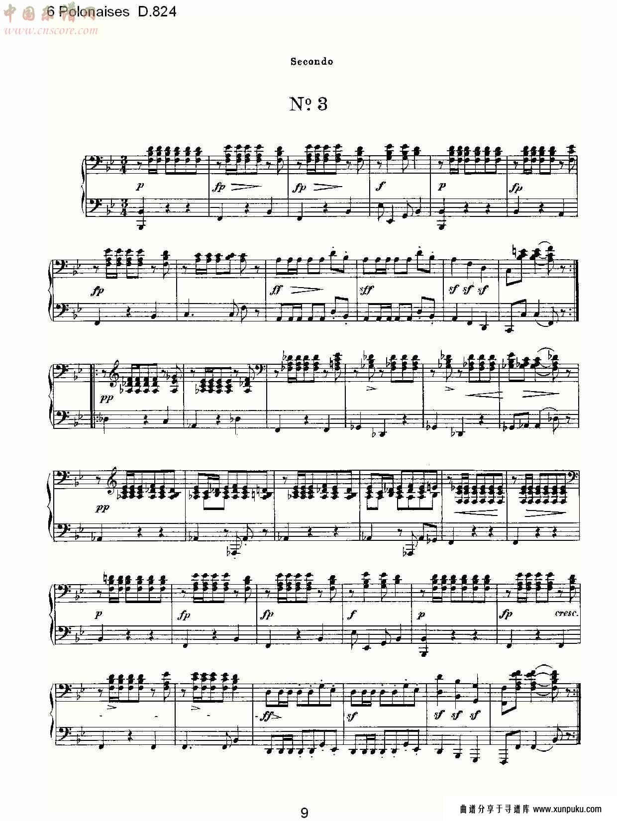 6 polonaises d.824  6波罗乃兹舞曲d.824（二）总谱第4页