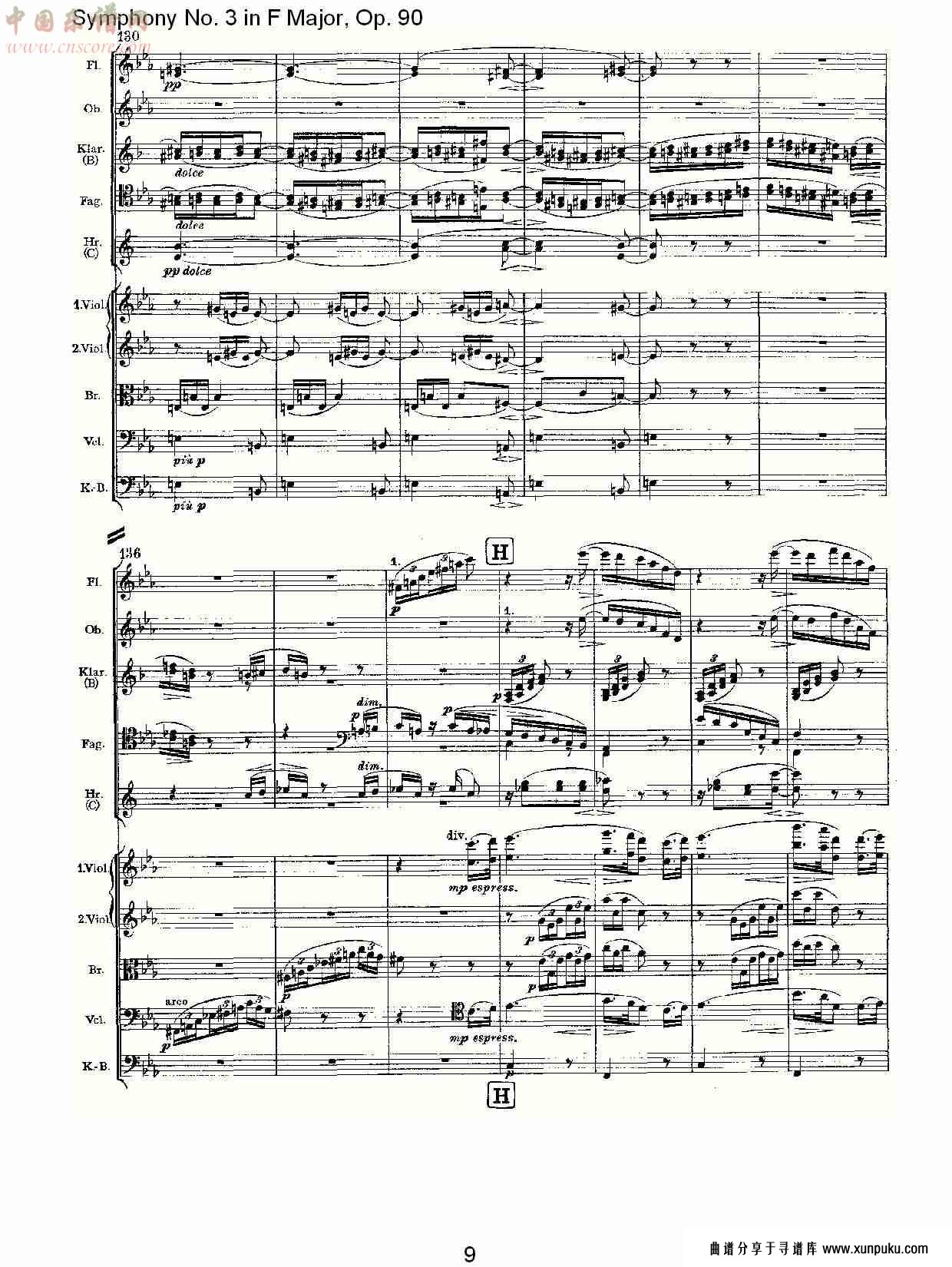 f大调第三交响曲, op.90第三乐章（二）总谱第4页