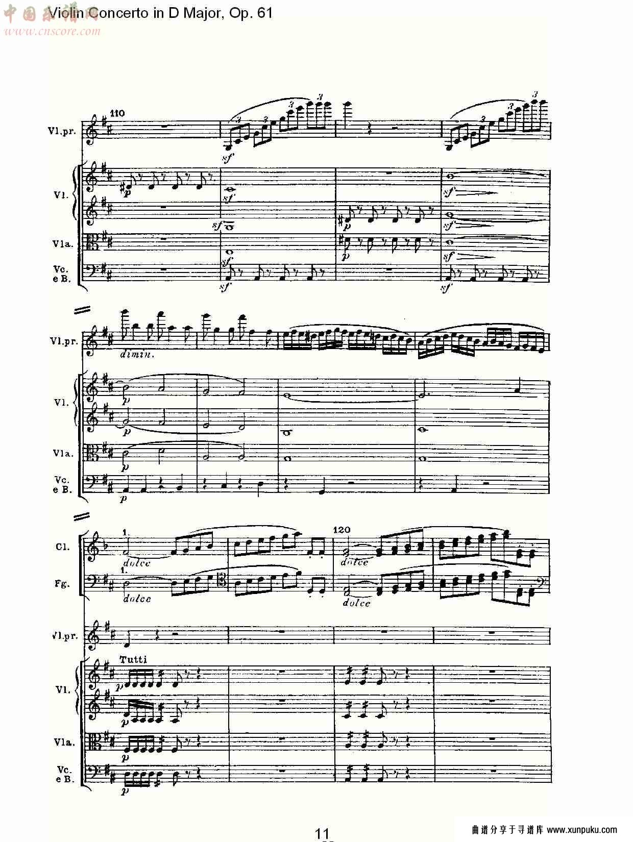 d大调小提琴协奏曲 op.61第一乐章（二）总谱第1页